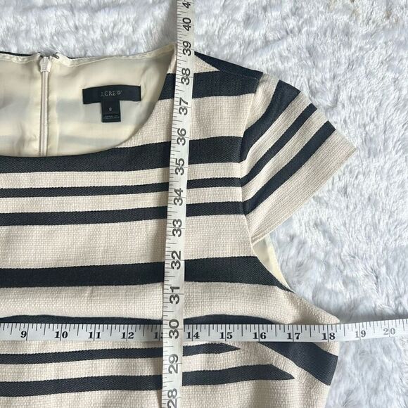 J. Crew Womens Black And Cream Striped Boat Neck Cap Sleeve Midi Sheath Dress - Picture 8 of 9